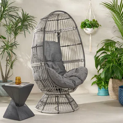 Streamdale Furniture Streamdale Cozy Swivel Egg Chair: Rattan Haven For Outdoor Relaxation