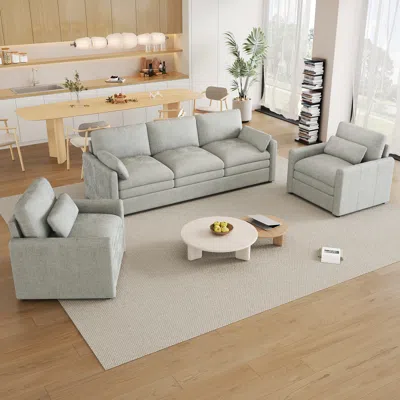 Streamdale Furniture Streamdale Cozy Upholstered Oversized Comfy Cloud Sofa Double Cushion Group, Light Gray