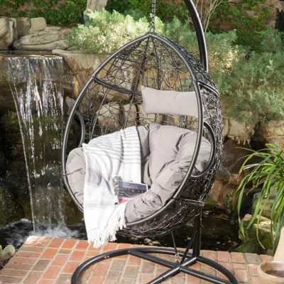 Streamdale Furniture Streamdale Cozy Wicker Egg Hammock Chair With Removable Cushions