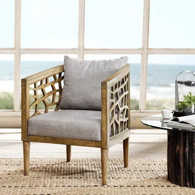 Streamdale Furniture Streamdale Crackle Accent Chair In Neutral