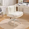 Streamdale Furniture Streamdale Cream Artificial Rabbit Hair Office Chair With Metal Base