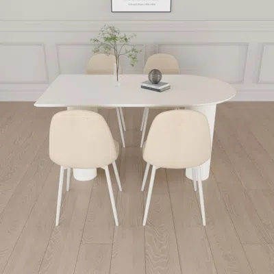 Streamdale Furniture Streamdale Cream Coffee Table & Dining Chair 4-piece Set
