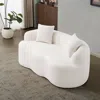 Streamdale Furniture Streamdale Cream Curved Loveseat Sofa With Pillows - Small Space