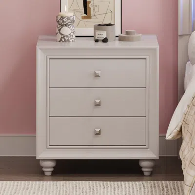 Streamdale Furniture Streamdale Cream Grey Nightstand With 3 Drawers