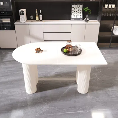 Streamdale Furniture Streamdale Cream Modern Dining Table & Irregular Side Table