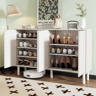 Streamdale Furniture Streamdale Cream Sideboard With 4 Fluted Doors And 5 Wood Legs
