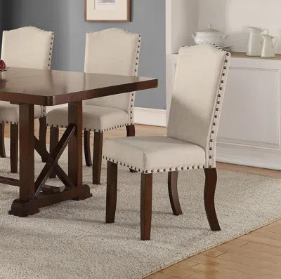Streamdale Furniture Streamdale Cream Upholstered Dining Chairs Set Of 2 With Nailheads