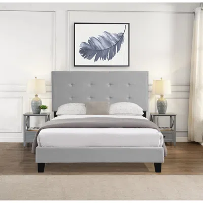 Streamdale Furniture Streamdale Cream Upholstered Queen Platform Bed With Tufted Headboard