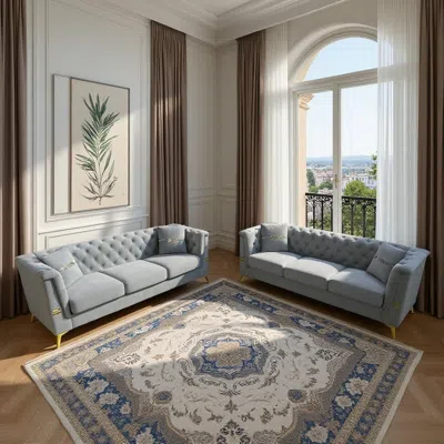 Streamdale Furniture Streamdale Cream Velvet Tufted Sofa Set - Modern Comfort & Style In Brown