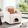 Streamdale Furniture Streamdale Cream White 2-in-1 Pet-friendly Sherpa Armchair With Lumbar Pillow In White