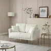 Streamdale Furniture Streamdale Cream White 2 Seater Loveseat Sofa Couch W/pillows And Metal Legs
