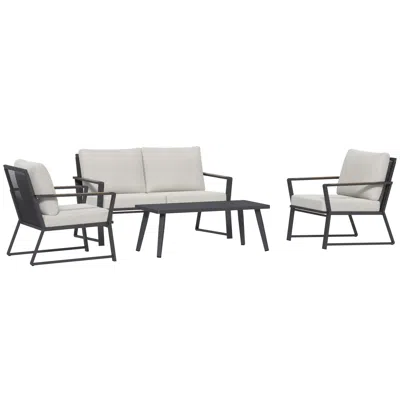 Streamdale Furniture Streamdale Cream White Aluminum Patio Furniture Set