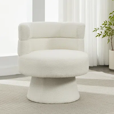 Streamdale Furniture Streamdale Cream White Boucle 360 Swivel Accent Chair