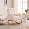 Streamdale Furniture Streamdale Cream White Plush Rocking Chair With Footrest