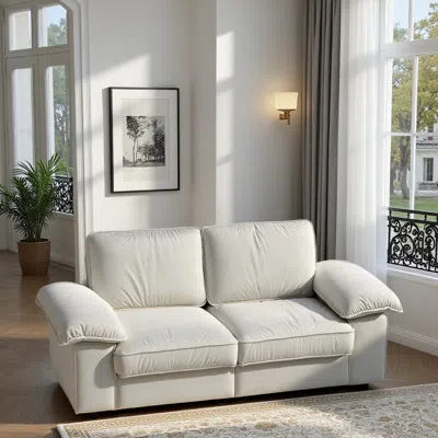 Streamdale Furniture Streamdale Cream White Storage Loveseat - Modern Sofa For Small Spaces