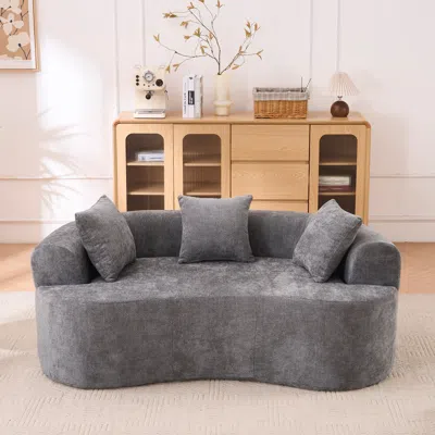 Streamdale Furniture Streamdale Crescent Sofa: Self-inflating, Deep-cushioned, 3-seater, No Assembly. (gray)