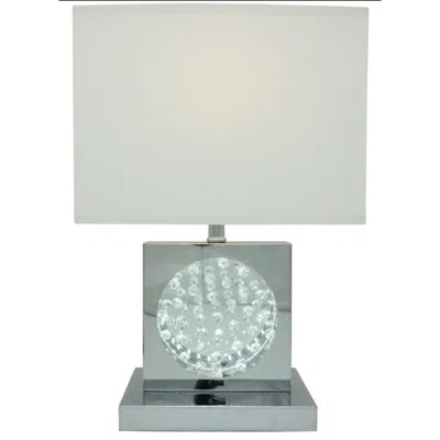Streamdale Furniture Streamdale Crystal Centerpiece With Night Light, Usb Port, Power Outlet In White
