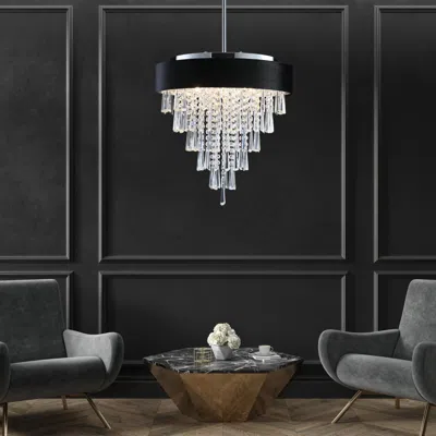 Streamdale Furniture Streamdale Crystal Chandelier Round Luxury Lamp In Black