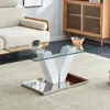 Streamdale Furniture Streamdale Crystal Clear Modern Coffee Table With Stainless Steel Base