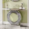 Streamdale Furniture Streamdale Crystal O-shaped Mirror Console Table In Gray