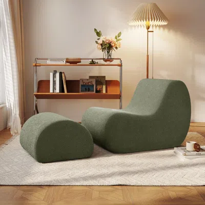 Streamdale Furniture Streamdale Curved Accent Chair & Ottoman - Elegant Comfort