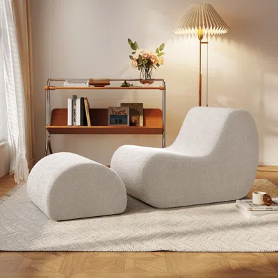 Streamdale Furniture Streamdale Curved Accent Chair & Ottoman - Elegant Comfort