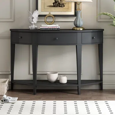Streamdale Furniture Streamdale Curved Console Table W/ Drawers & Shelf