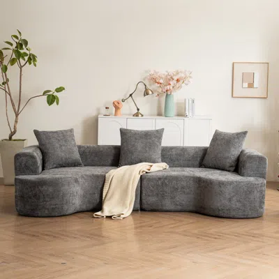 Streamdale Furniture Streamdale Curved Corduroy Sofa With Pillows