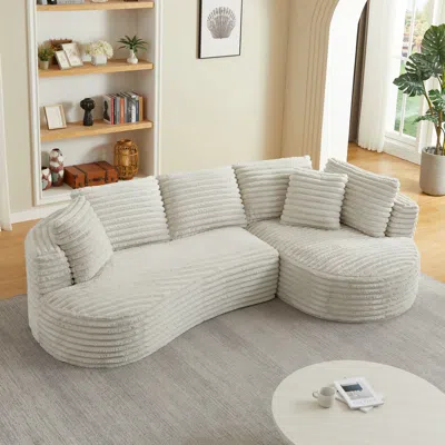 Streamdale Furniture Streamdale Curved L-shape Sectional Sofa: Minimalist Design, Comfy Sleeper Couch In Gray