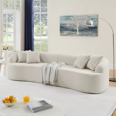 Streamdale Furniture Streamdale Curved Lamb's Wool Fabric Modular Sectional Sofa - Beige