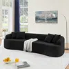 Streamdale Furniture Streamdale Curved Lamb's Wool Fabric Modular Sectional Sofa - Black
