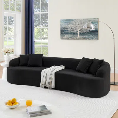 Streamdale Furniture Streamdale Curved Lamb's Wool Fabric Modular Sectional Sofa - Black