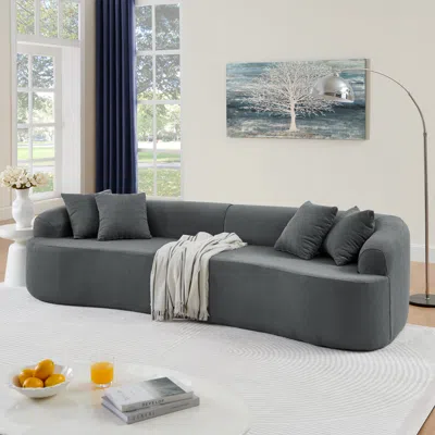Streamdale Furniture Streamdale Curved Lamb's Wool Modular Sectional Sofa - Gray