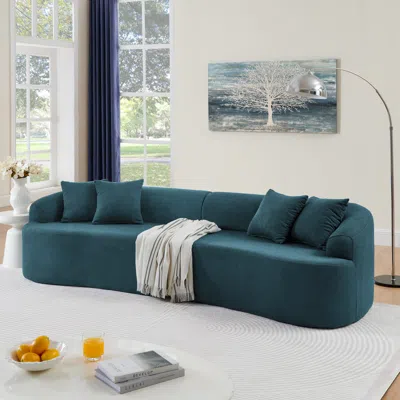 Streamdale Furniture Streamdale Curved Modular Lamb's Wool Sectional Sofa - Blue