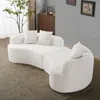 Streamdale Furniture Streamdale Curved White Teddy Velvet Sofa - Compact 4 Seater