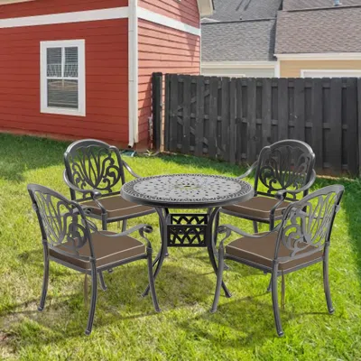 STREAMDALE FURNITURE STREAMDALE CUSHIONED 5-PC CAST ALUMINUM PATIO SET (RANDOM COLORS)