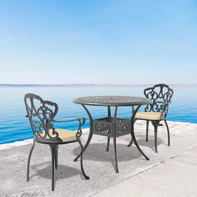 Streamdale Furniture Streamdale (cushions In Random Colors)3-piece Set Of Cast Aluminum Patio Furniture With Cushions