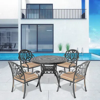 Streamdale Furniture Streamdale (cushions In Random Colors)5-piece Set Of Cast Aluminum Patio Furniture With Cushions