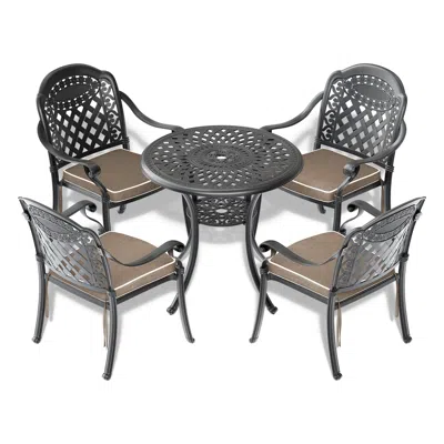 Streamdale Furniture Streamdale (cushions In Random Colors)5-piece Set Of Cast Aluminum Patio Furniture With Cushions