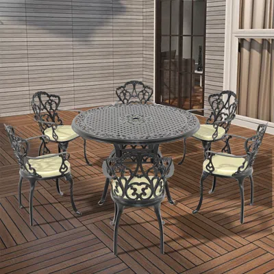 Streamdale Furniture Streamdale (cushions In Random Colors)7-piece Set Of Cast Aluminum Patio Furniture