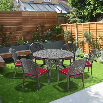 Streamdale Furniture Streamdale (cushions In Random Colors)7-piece Set Of Cast Aluminum Patio Furniture With Cushions