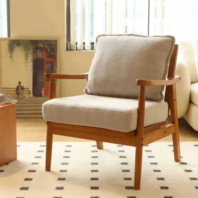 Streamdale Furniture Streamdale Cute Fabric Accent Chair With Solid Wood Frame (grey)