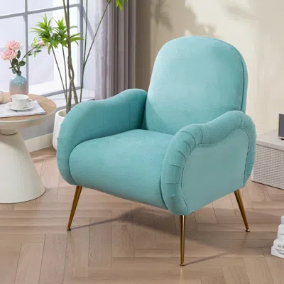 Streamdale Furniture Streamdale Cyan Snowflake Accent Chair With Gold Legs