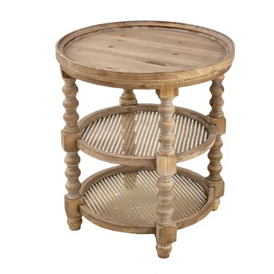 Streamdale Furniture Streamdale D23.5 X 25" Round 3-tiered Side Tabel In Neutral