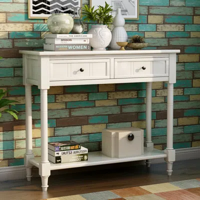 Streamdale Furniture Streamdale Daisy Series Console Table Traditional Design With Two Drawers In White