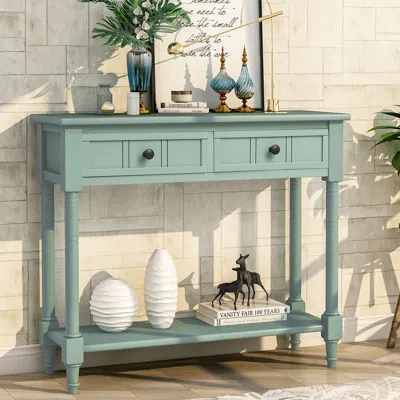 Streamdale Furniture Streamdale Daisy Series Console Table Traditional Design With Two Drawers In Green