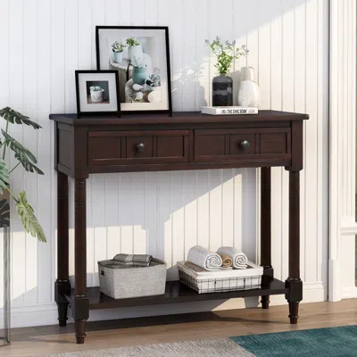 Streamdale Furniture Streamdale Daisy Series Console Table Traditional Design With Two Drawers In Brown