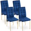 Streamdale Furniture Streamdale Dark Blue Nordic Dining Chair W/ Golden Legs (set Of 4)