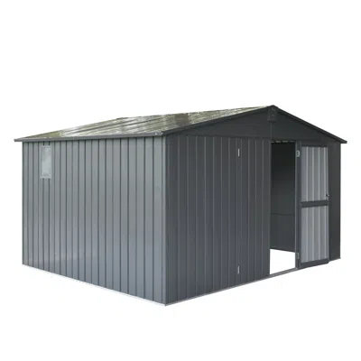 Streamdale Furniture Streamdale Dark Gray 11'x 9' Steel Frame Shed With Windows