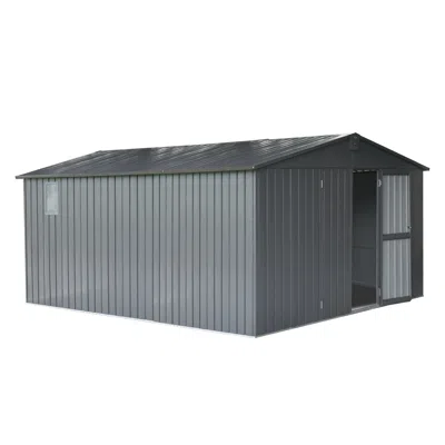 Streamdale Furniture Streamdale Dark Gray 11'x12.5' Steel Frame Shed With Windows